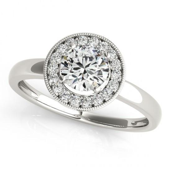 Diamante redondo de 1.75 quilates com anel de aniversário de halo em ouro branco 14K - harrychadent.pt