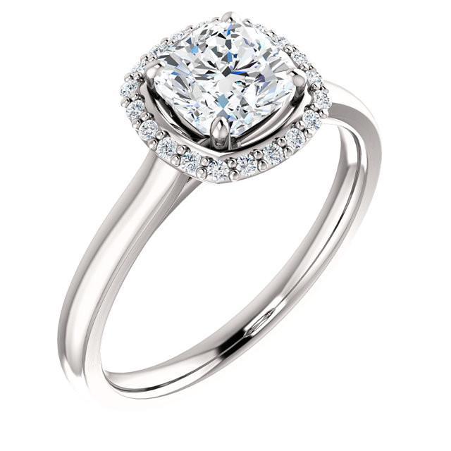 Almofada de 1.81 quilates e anel de aniversário de diamante redondo Halo WG 14K - harrychadent.pt