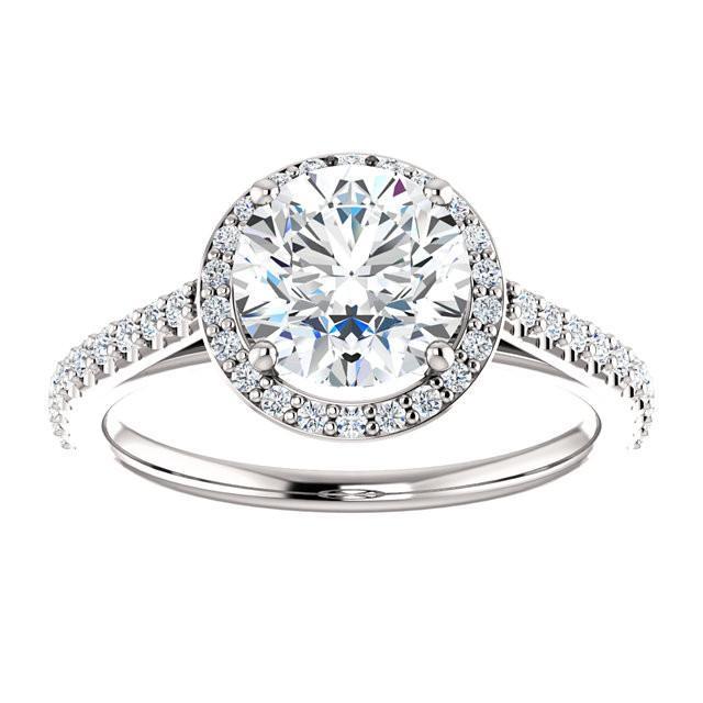 Diamante redondo de 1.85 quilates Halo Ring em ouro branco 14K - harrychadent.pt