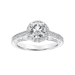 1.86 Ct Diamond Antique Style Wedding Halo Ring White Gold