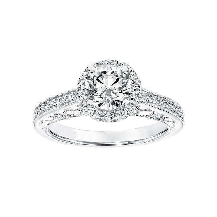 Diamante de 1.86 ct estilo antigo anel halo de casamento em ouro branco - harrychadent.pt