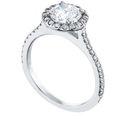 1.88 Carats Sparkling Real Diamond Engagement Halo Ring White Gold 14K