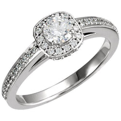 1.89 Carat Round Diamond Solitaire With Accents Halo Ring