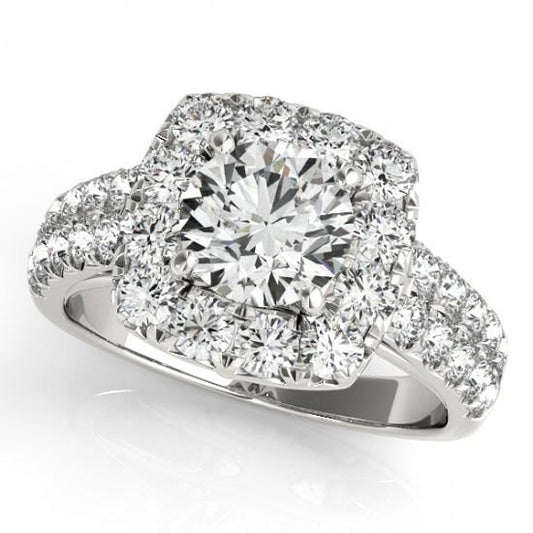 Diamantes redondos brilhantes de 1.9 quilates Halo Fancy Ring em ouro sólido 14K - harrychadent.pt