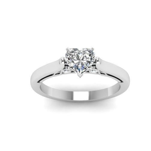 1.95 Ct. Coração e anel de aniversário de diamante redondo em ouro branco 14K - harrychadent.pt