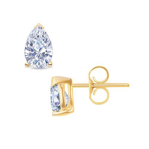 Brincos de diamante com corte de pêra 2 quilates e ouro amarelo pushback - harrychadent.pt