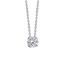 2 Carat Round Diamond Women Necklace Pendant Slide White Gold 14K