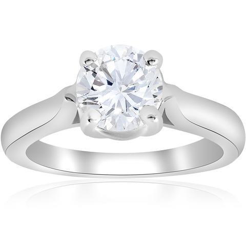 Anel de noivado com diamante de corte redondo de 2 quilates e ouro branco 14K - harrychadent.pt