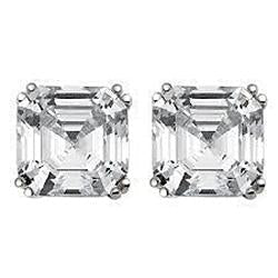 2 Carats Asscher Cut Diamond Lady Stud Earring White Gold 14K