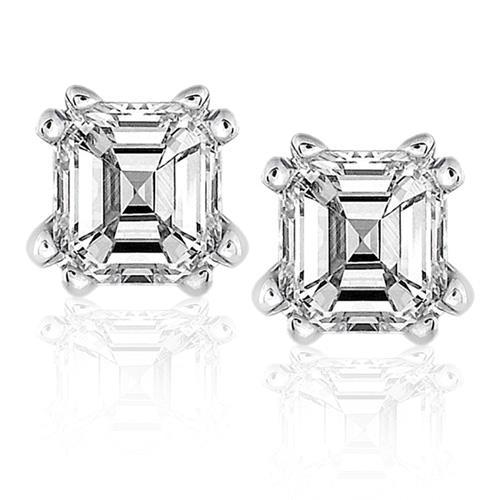 Brinco de diamante com corte Asscher de 2 quilates e joias finas de ouro branco - harrychadent.pt