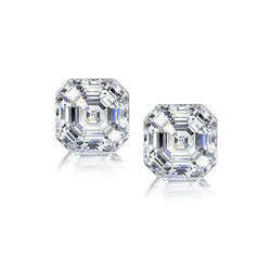 2 Carats Asscher Cut Diamond Stud Earrings Solid White Gold 14K