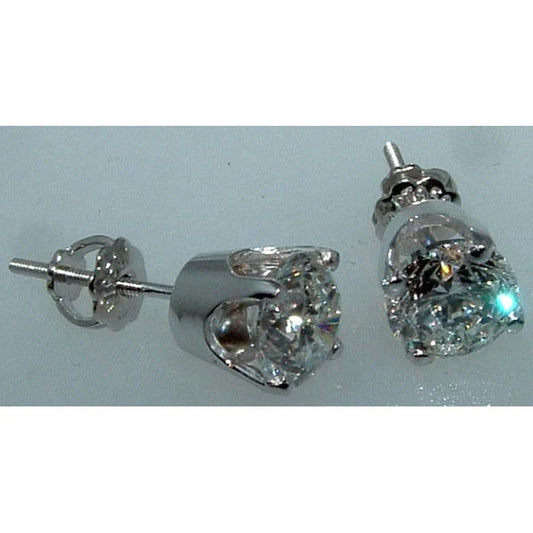 Brincos de diamante de 2 quilates com cravação de coroa joias femininas redondas