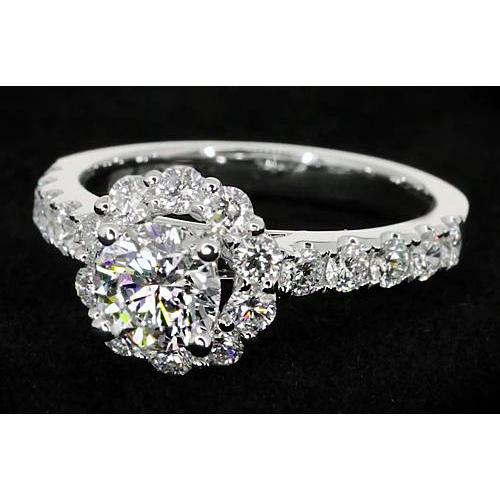 Anel de noivado de diamante em estilo flor de 2 quilates em ouro branco 14K - harrychadent.pt