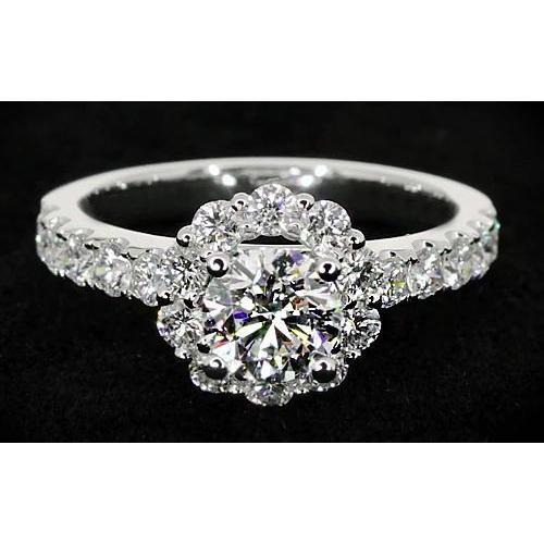 Anel de noivado de diamante em estilo flor de 2 quilates em ouro branco 14K - harrychadent.pt
