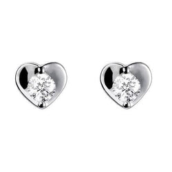 2 Carats Heart Shape Stud Earrings Round Cut Diamonds White Gold