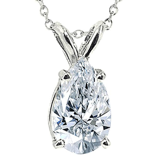 Pingente de diamante com corte de pêra 2 quilates em ouro branco 14K colar - harrychadent.pt