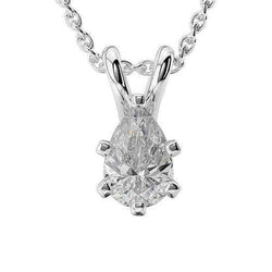 2 Carats Pear Cut Diamond Solitaire Pendant White Gold 14K Jewelry