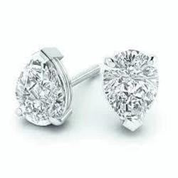 Brinco de 2 quilates de diamante com corte de pêra e joias femininas de ouro branco - harrychadent.pt