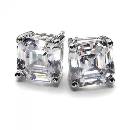 Conjunto de pontas de 2 quilates Asscher Cut Diamond com pino de ouro branco 14K - harrychadent.pt