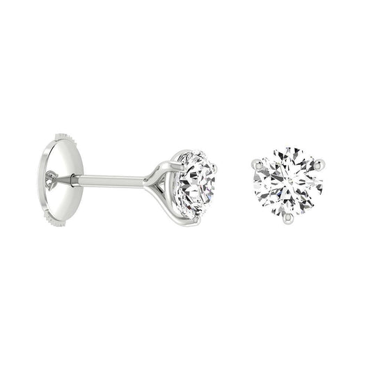 2 quilates Prong Fixação de pinos brinco redondo corte diamante branco ouro 14K - harrychadent.pt