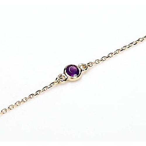Conjunto de moldura para pulseira de pedra ametista redonda de 2 quilates e ouro amarelo 14K - harrychadent.pt