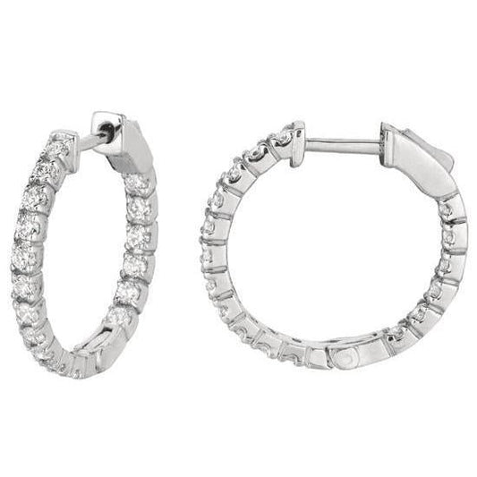 Par feminino de argola com 2 quilates redondo brilhante diamante ouro branco - harrychadent.pt