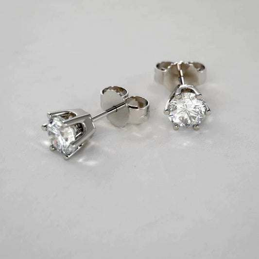 Brincos femininos de tachas com diamante lapidação redonda de 2 quilates engastes de coroa