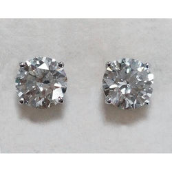 2 Carats Round Diamond Stud Earring Women Gold Jewelry