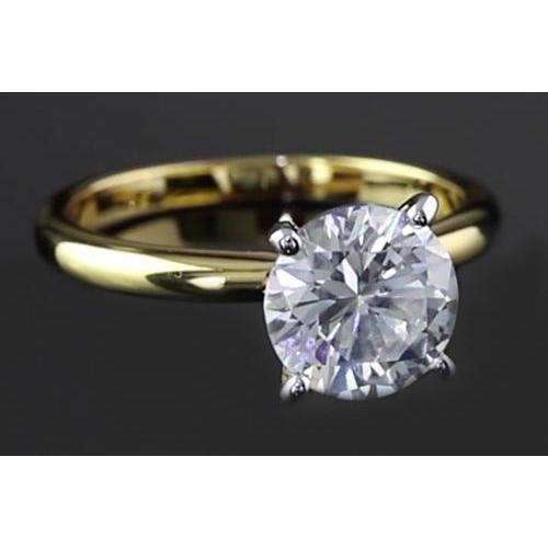 Anel de noivado de diamante redondo de 2 quilates de ouro de dois tons - harrychadent.pt