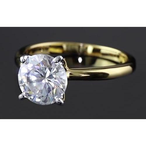 Anel de noivado de diamante redondo de 2 quilates de ouro de dois tons - harrychadent.pt