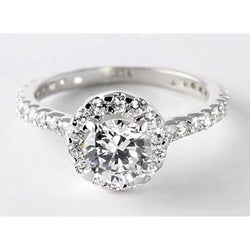 2 Carats Round Lab Grown Diamond Halo Setting Engagement Ring Jewelry