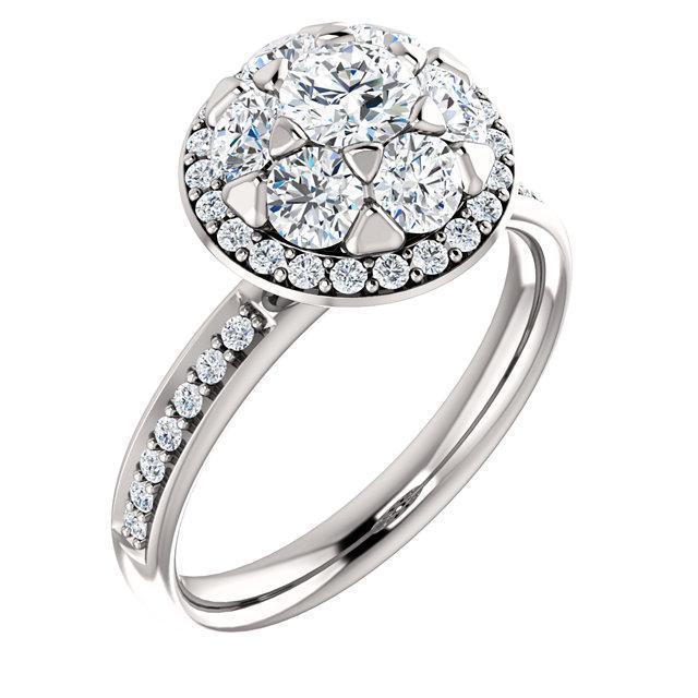 Anel de noivado de diamante redondo de 2 quilates com configuração de halo polido - harrychadent.pt