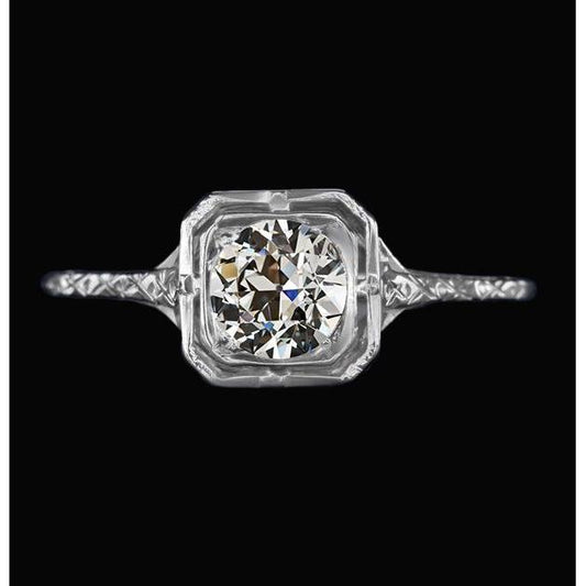 2 quilates Solitaire Lady’s Ring Old Mine Cut Diamond Gold Estilo Vintage - harrychadent.pt
