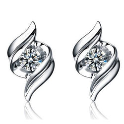 2 Carats Stud Earrings Sparkling Round Cut Diamonds White Gold