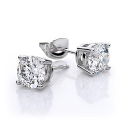 2 Carats Women Studs Earrings Round Cut Diamonds