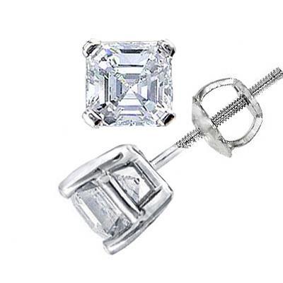 2 ct lindo brinco com cravo de diamante com corte asscher joias de ouro branco - harrychadent.pt