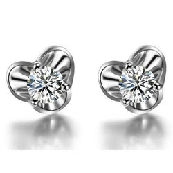 2 Ct Ladies Round Brilliant Cut Diamonds Stud Earrings White Gold