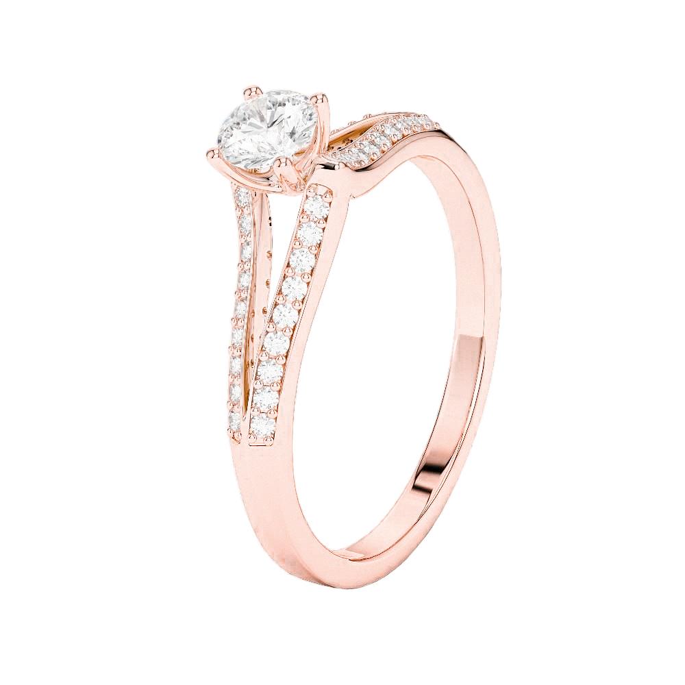 Anel de aniversário de diamante redondo com corte brilhante de 2 ct rosa ouro 14K - harrychadent.pt