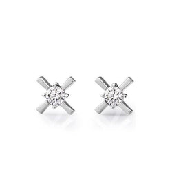 2 Ct Round Cut Diamonds X And O Style Stud Earrings White Gold
