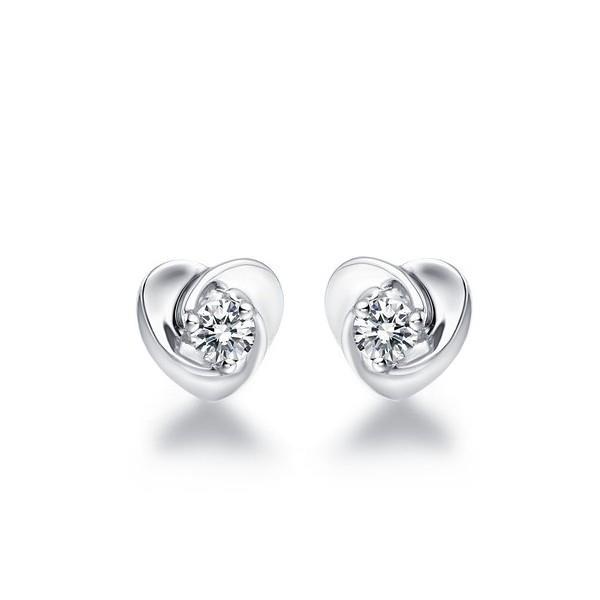 2 quilates diamantes redondos em formato de coração feminino brincos de pino ouro branco - harrychadent.pt