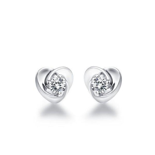 2 quilates diamantes redondos em formato de coração feminino brincos de pino ouro branco - harrychadent.pt