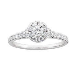 2 Ct Round Prong Set Diamond Wedding Ring Halo 14K White Gold