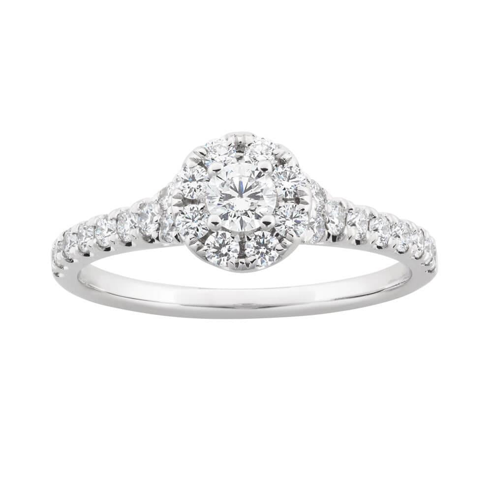 2 Ct Round Prong Set Diamond Wedding Ring Halo 14K White Gold