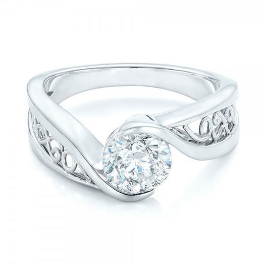 2 ct espumante redondo diamante solitário anel de noivado ouro branco - harrychadent.pt