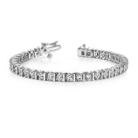 Bracelete de tênis de diamante redondo com 2 pontas definidas 7.60 quilates ouro branco 14K - harrychadent.pt