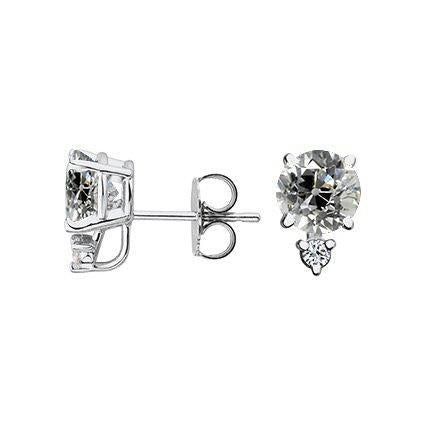 2 Stone Diamond Studs Old Miner Earrings 2.50 quilates Push Backs - harrychadent.pt