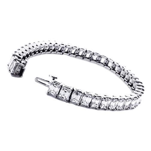 Bracelete de tênis de ouro branco com diamante de corte esmeralda 20 ct espumante - harrychadent.pt