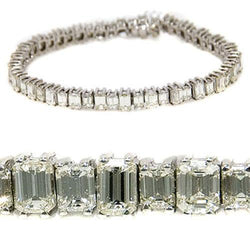 20.80 Ct Emerald Cut Diamond Tennis Bracelet Solid White Gold Jewelry