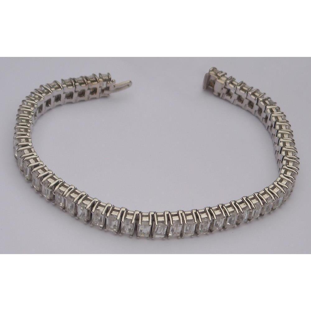 Pulseira de tênis de diamante com corte esmeralda 22.50 quilates em ouro branco 14K - harrychadent.pt