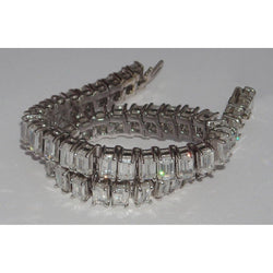 22.50 Carats Emerald Cut Diamond Tennis Bracelet White Gold 14K